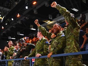 cheering military